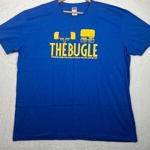 Andy Zaltzman The Bugle concert release short‎ sleeve blue T-shirt NWOT Men 2XL